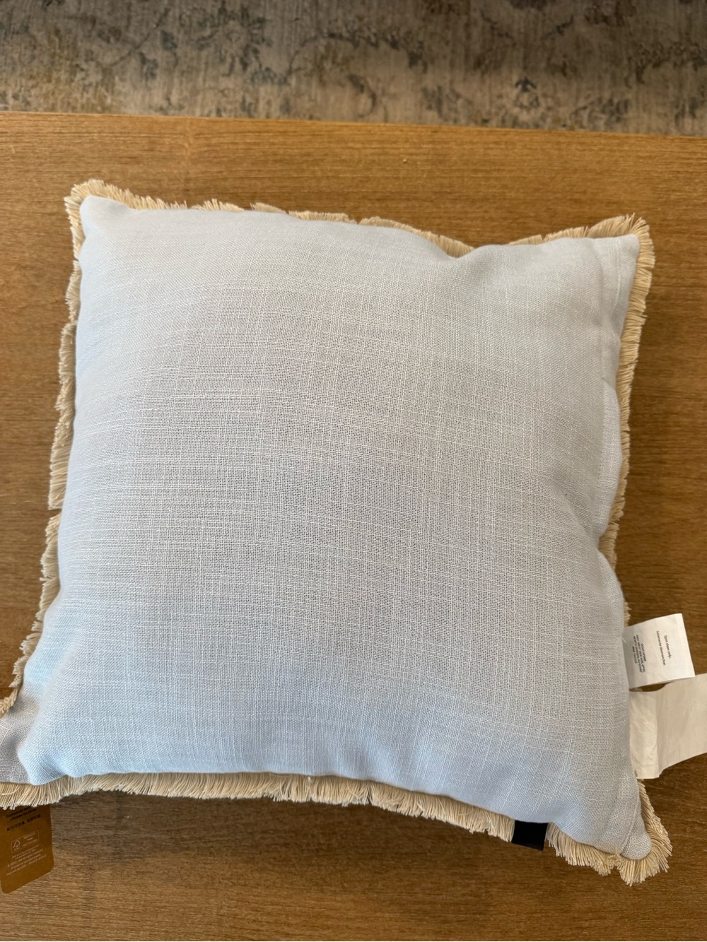 Sky blue & Neutral Fringe Decorative Throw Pillow - Brand: My Texas House - Picture 2 of 4